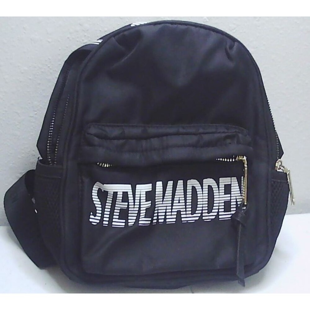 Steve Madden Women's Black Mini Backpack  Gold Zippers Extra Pocket 9x3x10